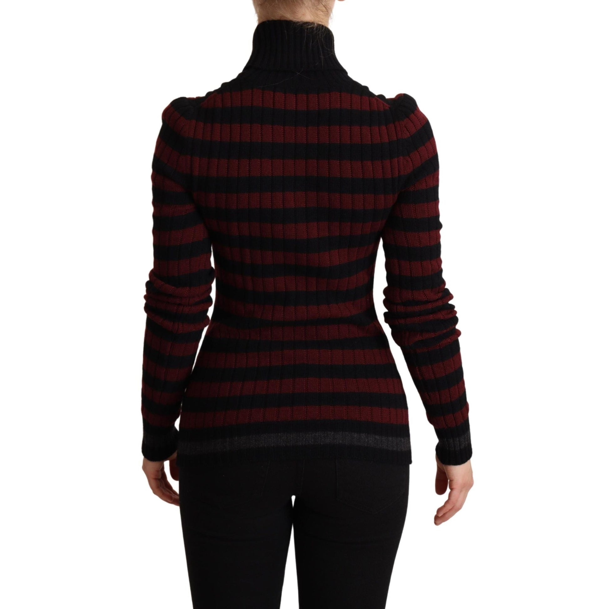 Dolce & Gabbana Black Red Striped Wool Pullover Sweater Dolce & Gabbana