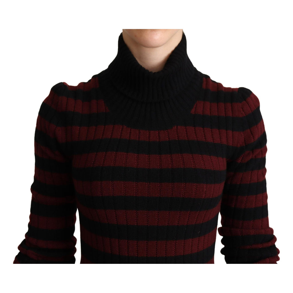 Dolce & Gabbana Black Red Striped Wool Pullover Sweater