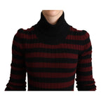 Dolce & Gabbana Black Red Striped Wool Pullover Sweater