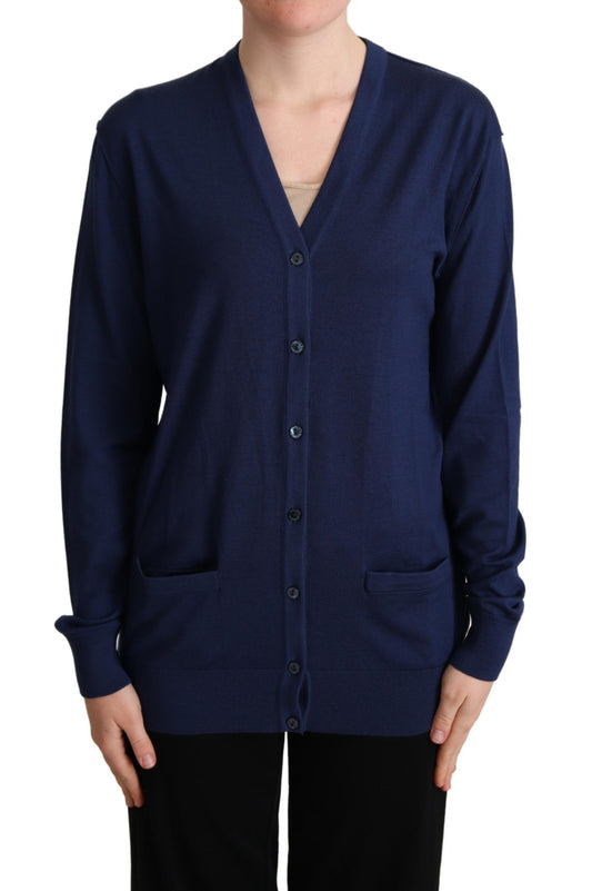 Dolce & Gabbana Blue Virgin Wool Button Down Cardigan Sweater Dolce & Gabbana