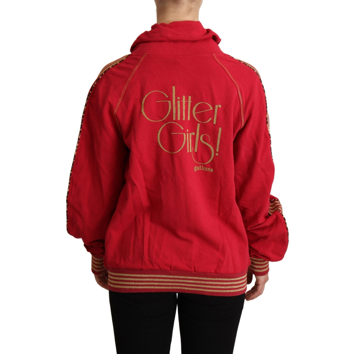 John Galliano Red Full Zip Jacket Sweatshirt Hooded Sweater