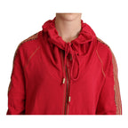 John Galliano Red Full Zip Jacket Sweatshirt Hooded Sweater