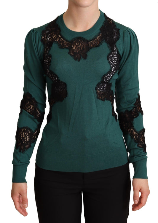 Dolce & Gabbana Green Wool Crewneck Sweater Dolce & Gabbana