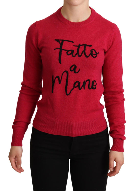 Dolce & Gabbana Pink Embroidered Cashmere Wool Pullover Sweater Dolce & Gabbana