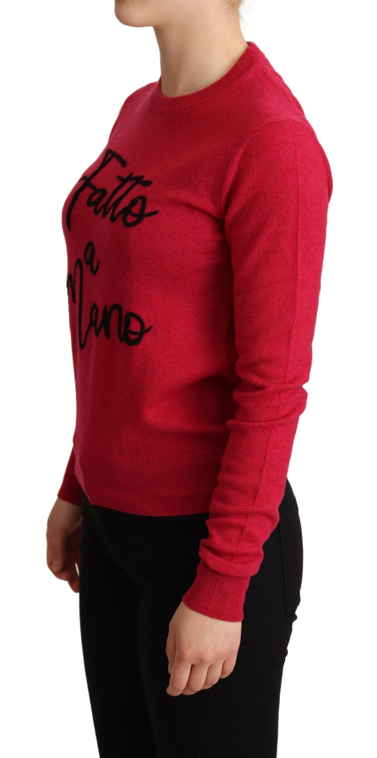 Dolce & Gabbana Pink Embroidered Cashmere Wool Pullover Sweater Dolce & Gabbana