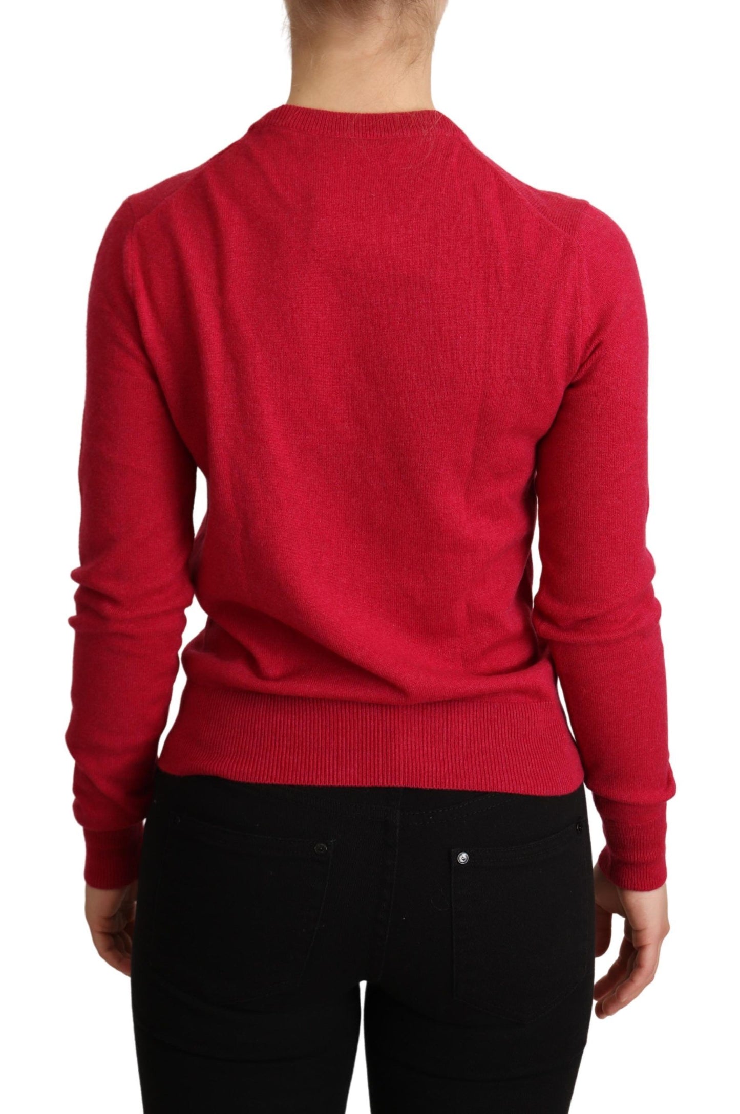 Dolce & Gabbana Pink Embroidered Cashmere Wool Pullover Sweater Dolce & Gabbana