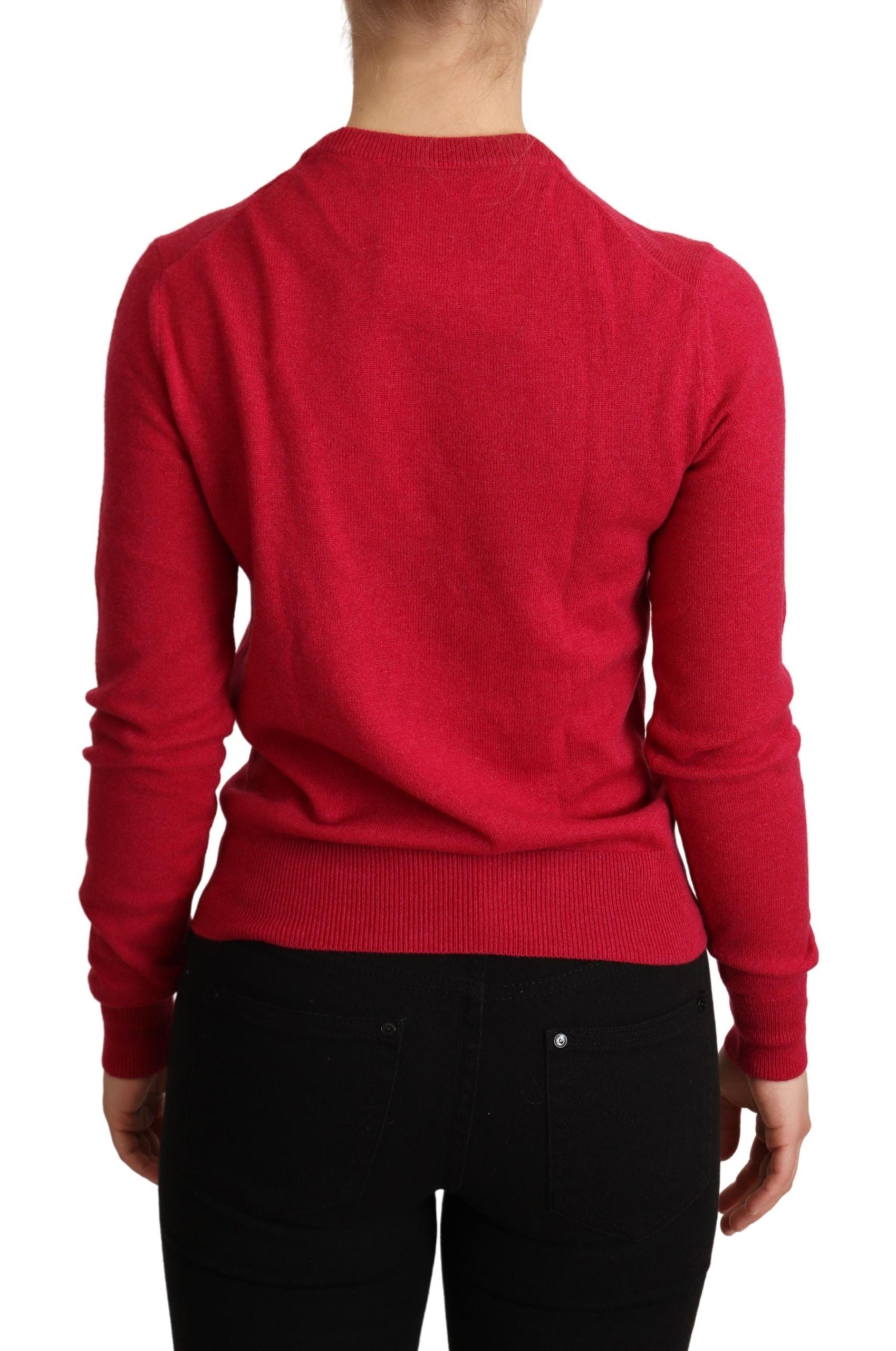 Dolce & Gabbana Pink Embroidered Cashmere Wool Pullover Sweater Dolce & Gabbana