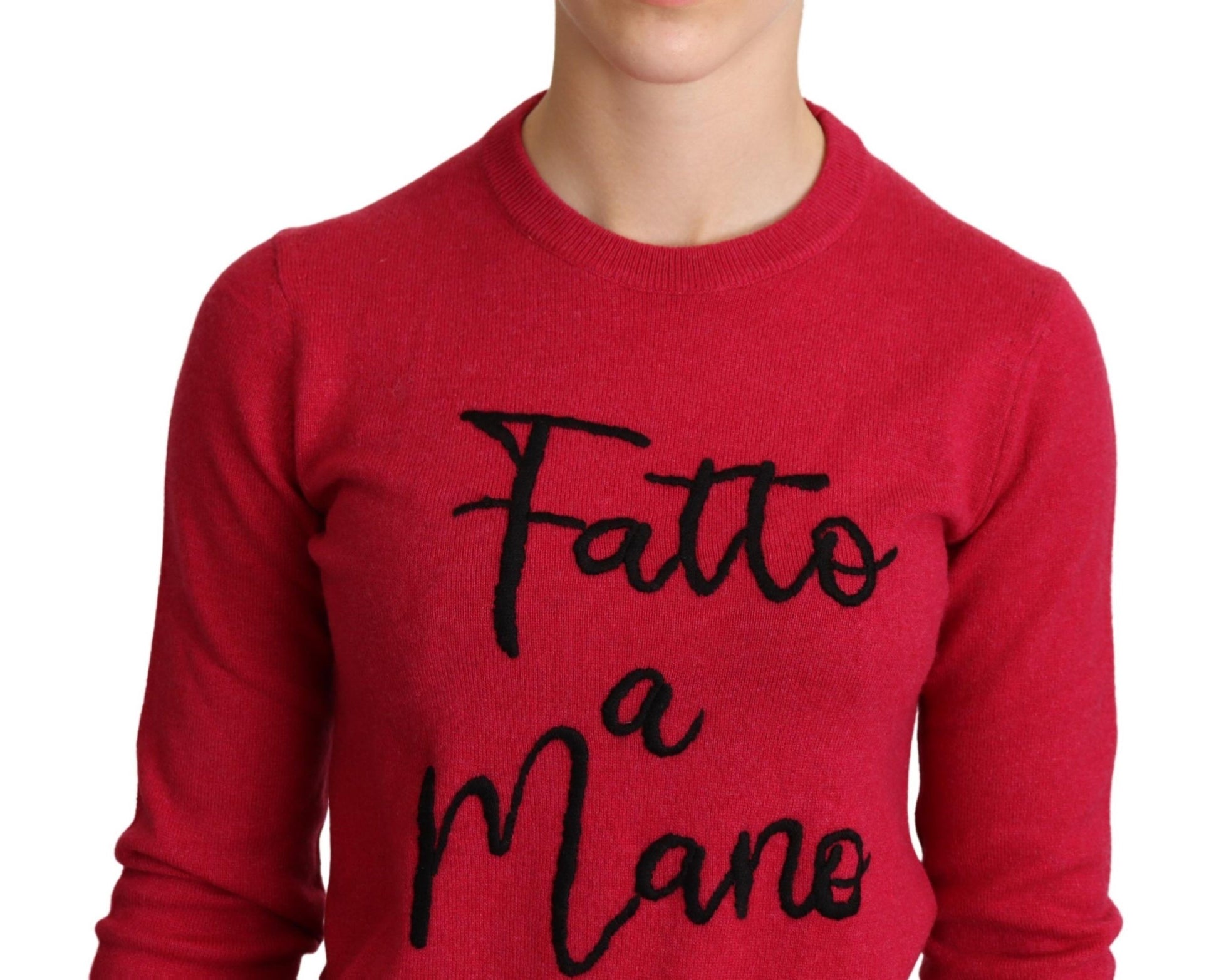 Dolce & Gabbana Pink Embroidered Cashmere Wool Pullover Sweater Dolce & Gabbana