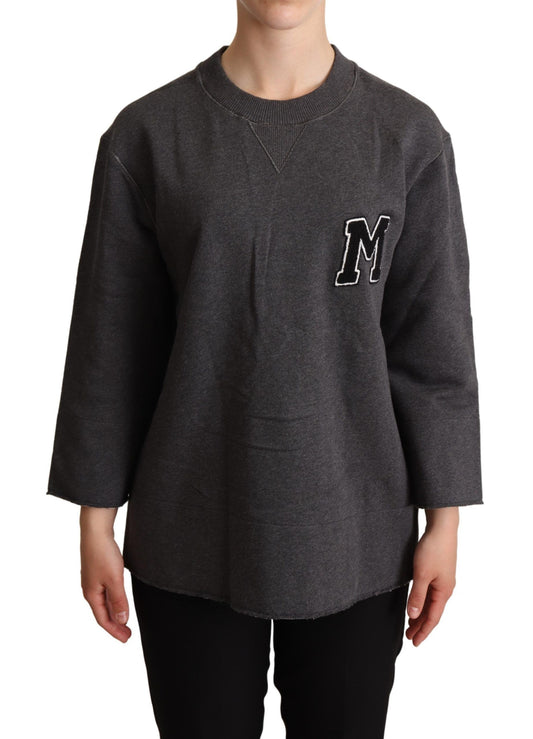 Dolce & Gabbana Gray Embroidered Women Pullover Sweater Dolce & Gabbana