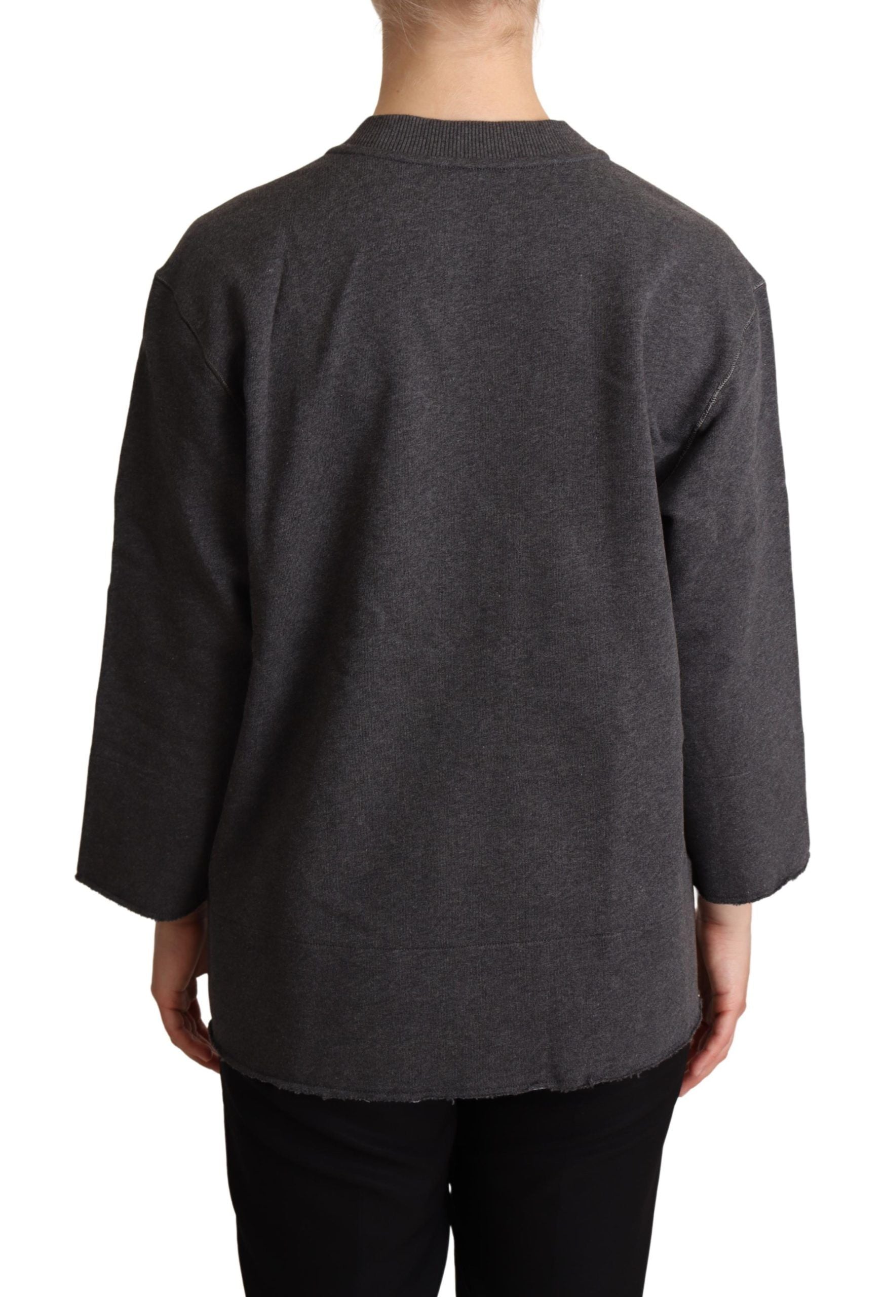 Dolce & Gabbana Gray Embroidered Women Pullover Sweater Dolce & Gabbana