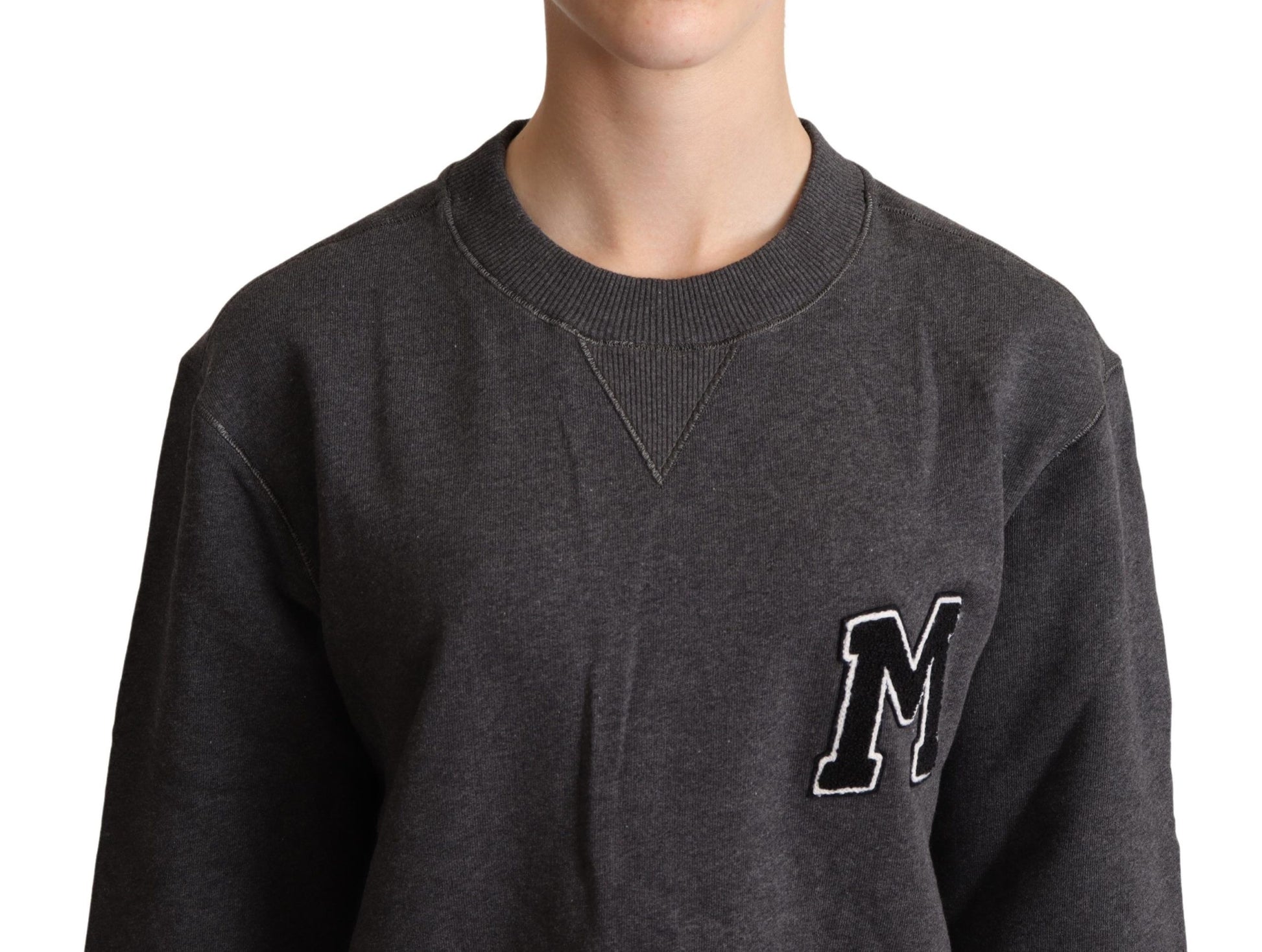 Dolce & Gabbana Gray Embroidered Women Pullover Sweater Dolce & Gabbana