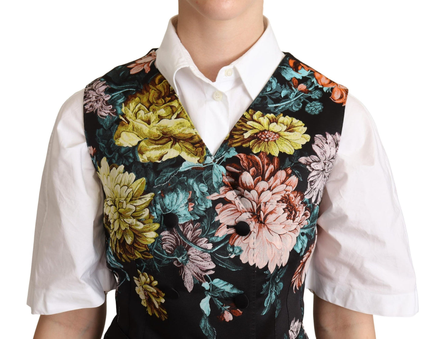 Dolce & Gabbana Black Jacquard Floral Waistcoat Vest Dolce & Gabbana