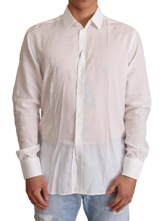 Dolce & Gabbana White Cotton Floral Pattern MARTINI Shirt Dolce & Gabbana