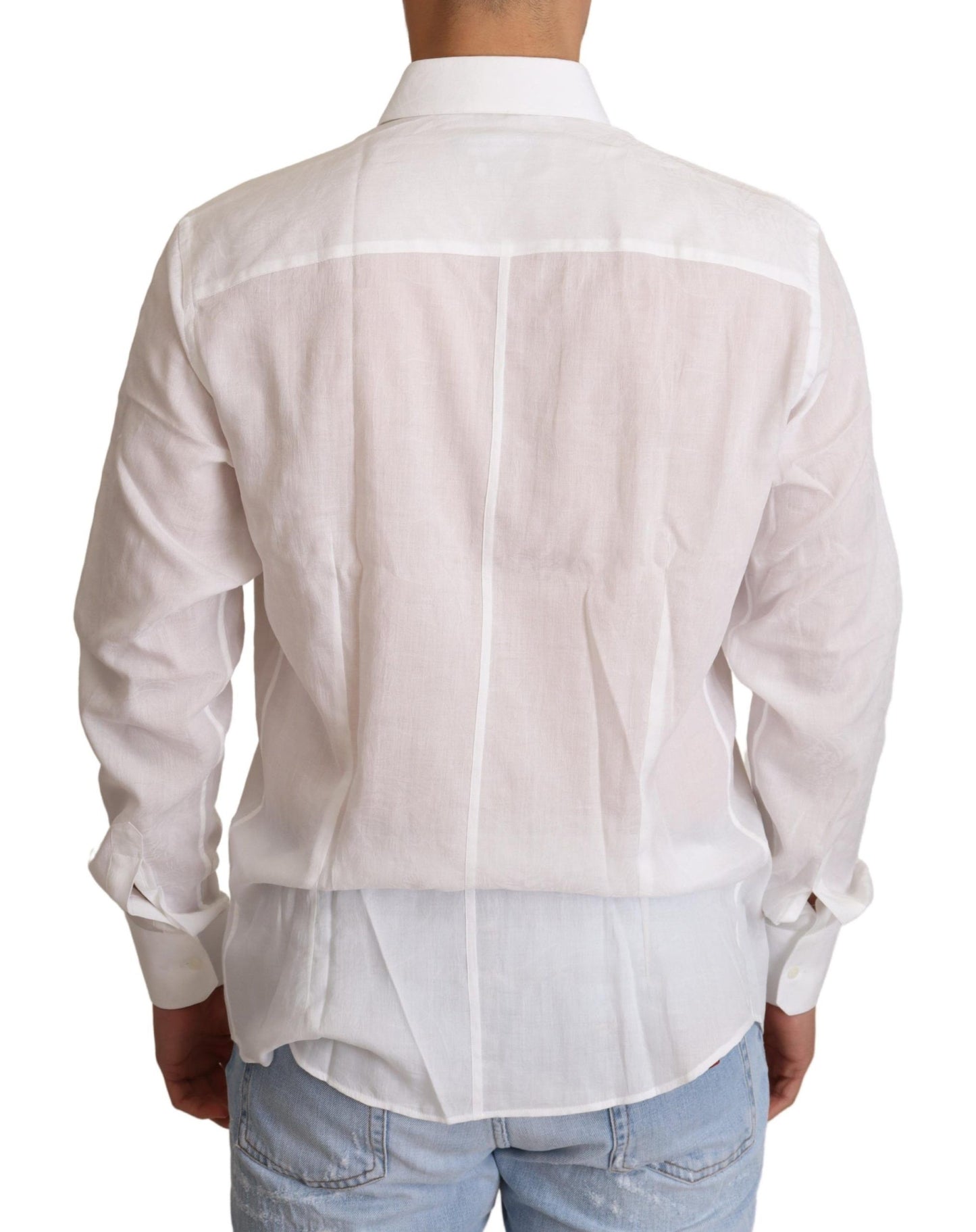 Dolce & Gabbana White Cotton Floral Pattern MARTINI Shirt Dolce & Gabbana