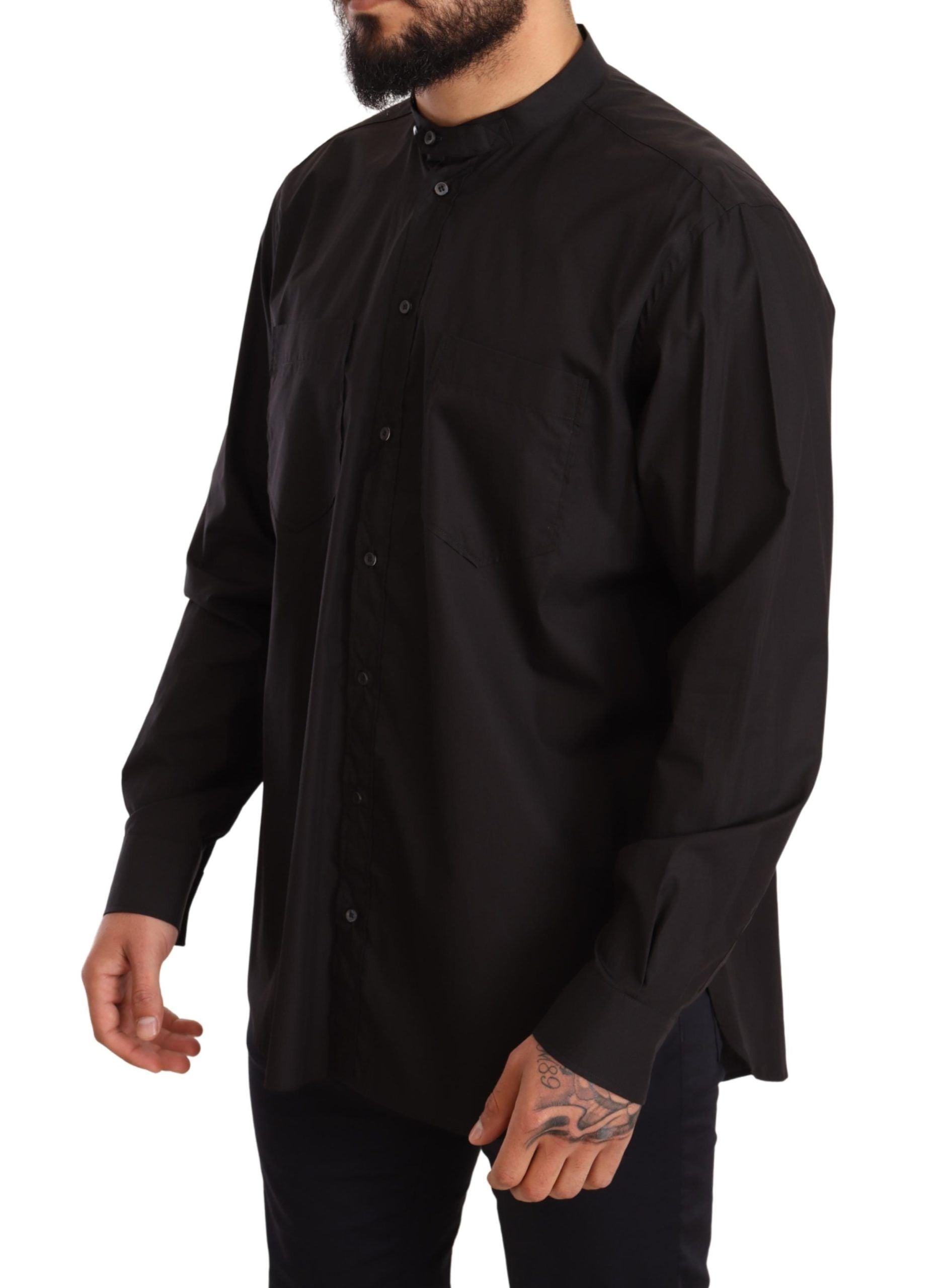 Dolce & Gabbana Black 100% Cotton Formal Dress Top Shirt Dolce & Gabbana