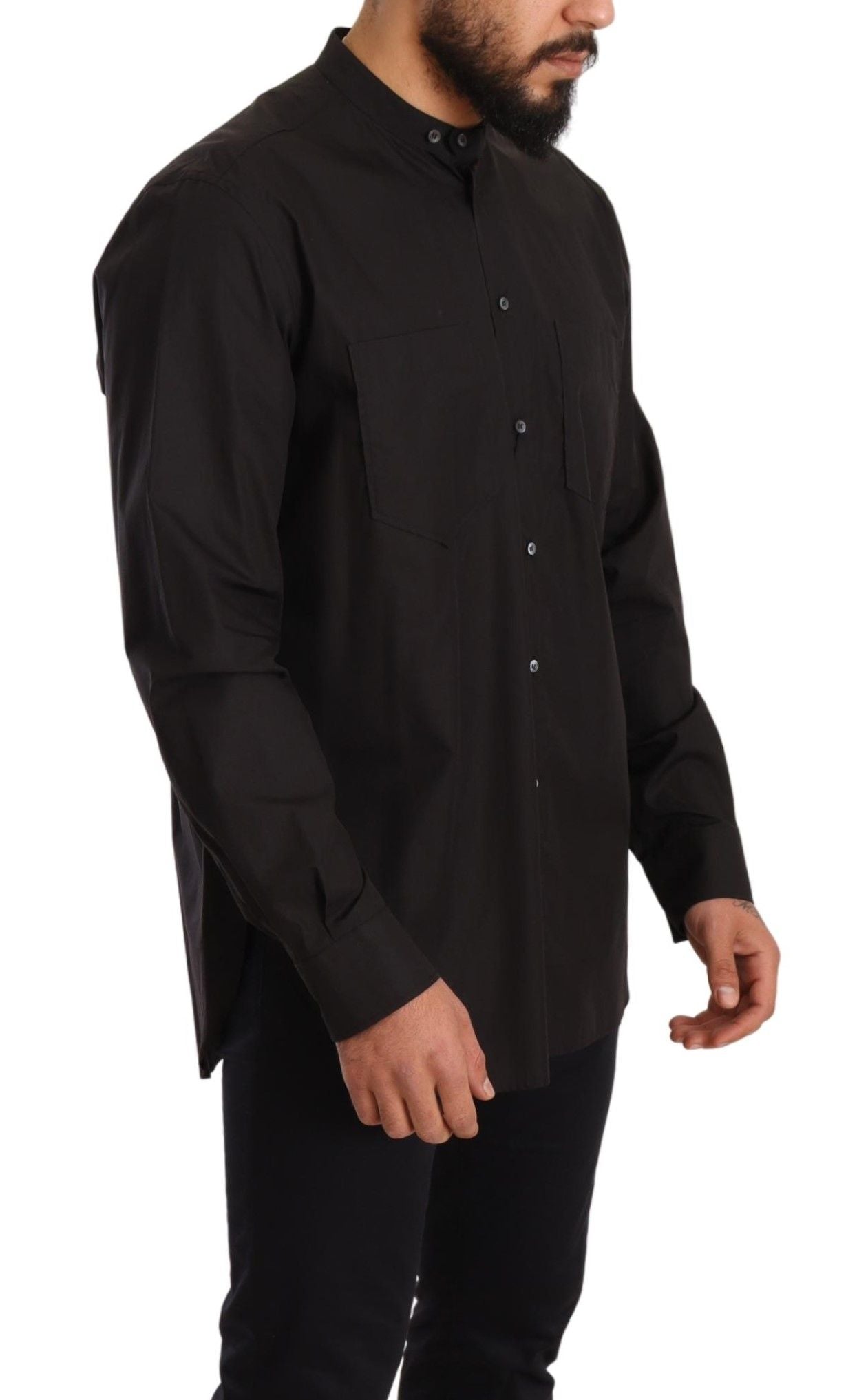 Dolce & Gabbana Black 100% Cotton Formal Dress Top Shirt Dolce & Gabbana