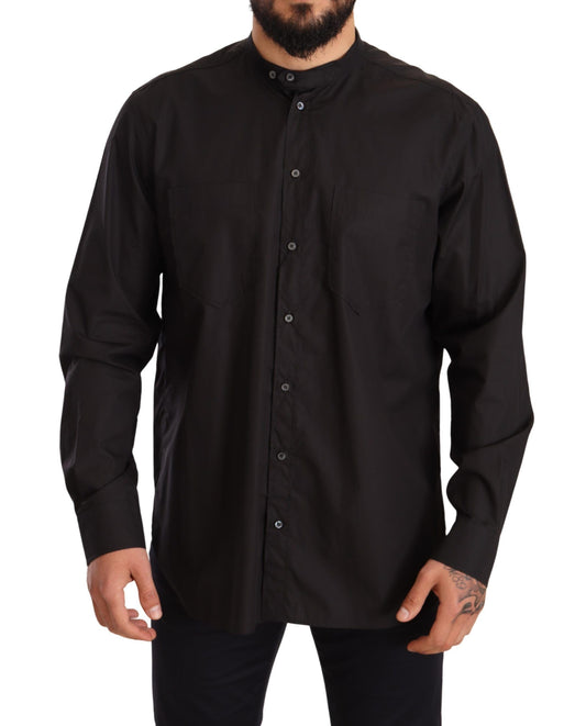 Dolce & Gabbana Black 100% Cotton Formal Dress Top Shirt Dolce & Gabbana