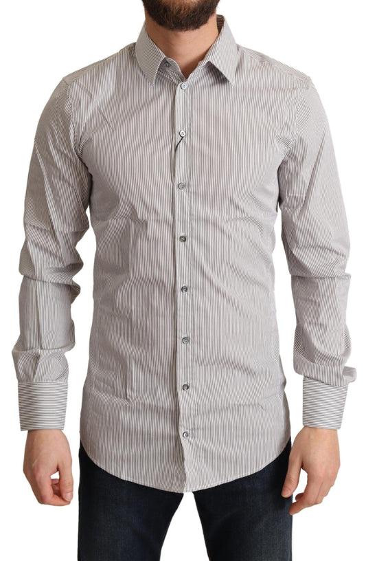 Dolce & Gabbana Gray Cotton Slim Fit Mens SICILY Shirt Dolce & Gabbana