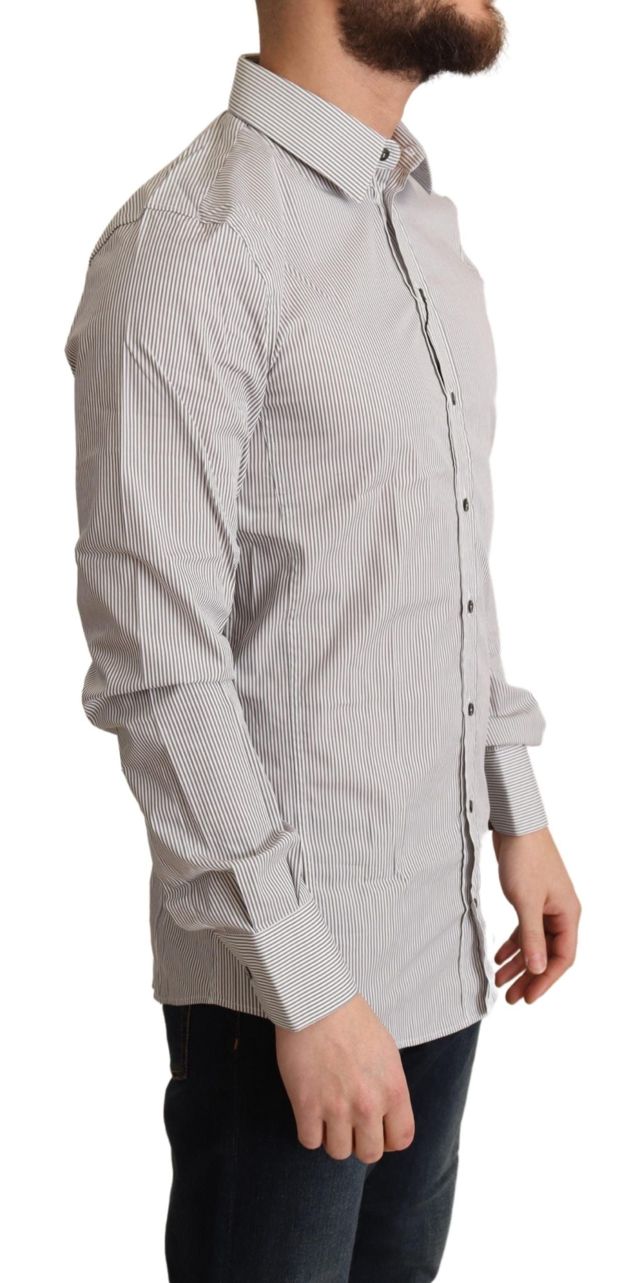 Dolce & Gabbana Gray Cotton Slim Fit Mens SICILY Shirt Dolce & Gabbana