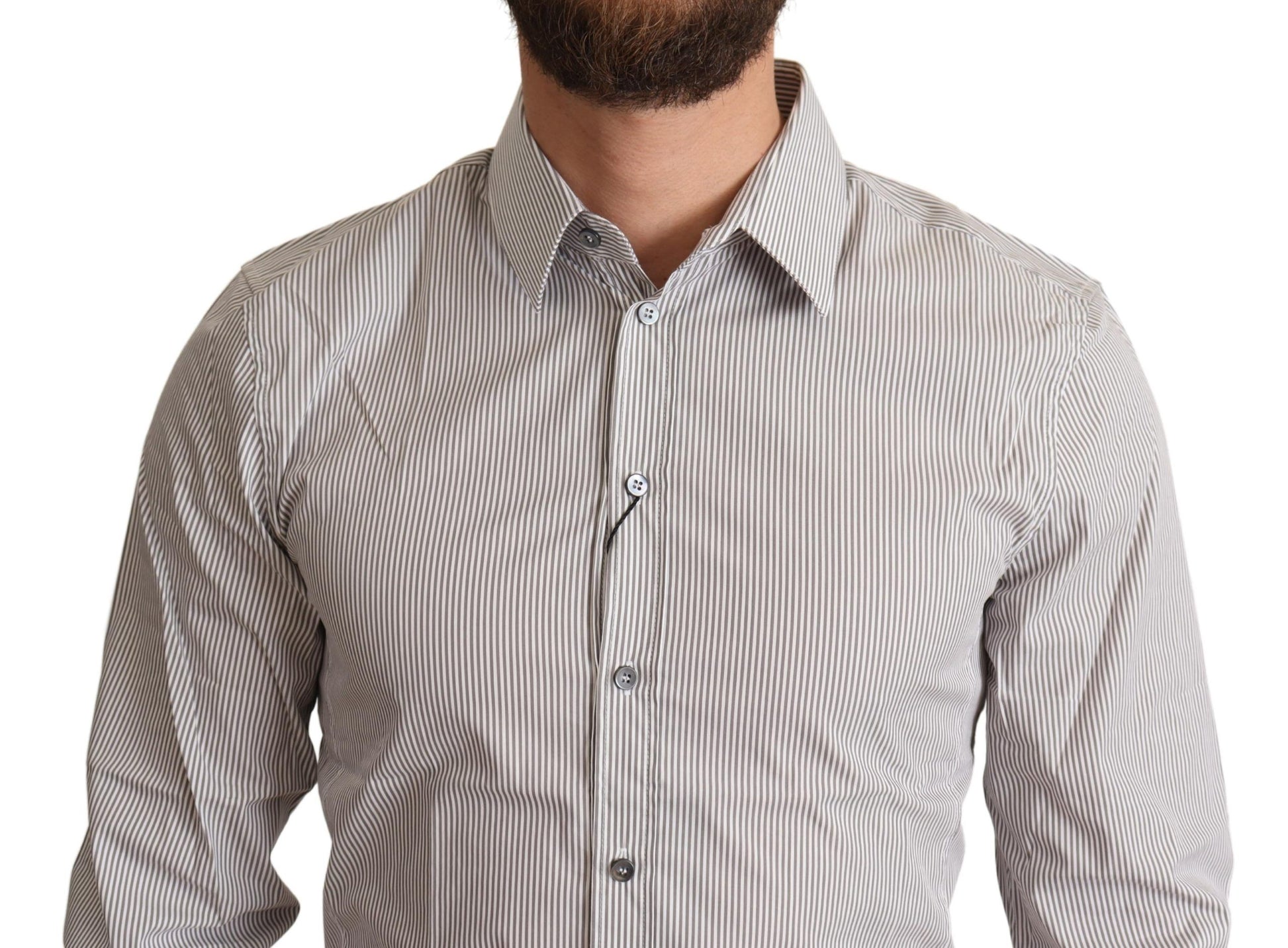 Dolce & Gabbana Gray Cotton Slim Fit Mens SICILY Shirt Dolce & Gabbana