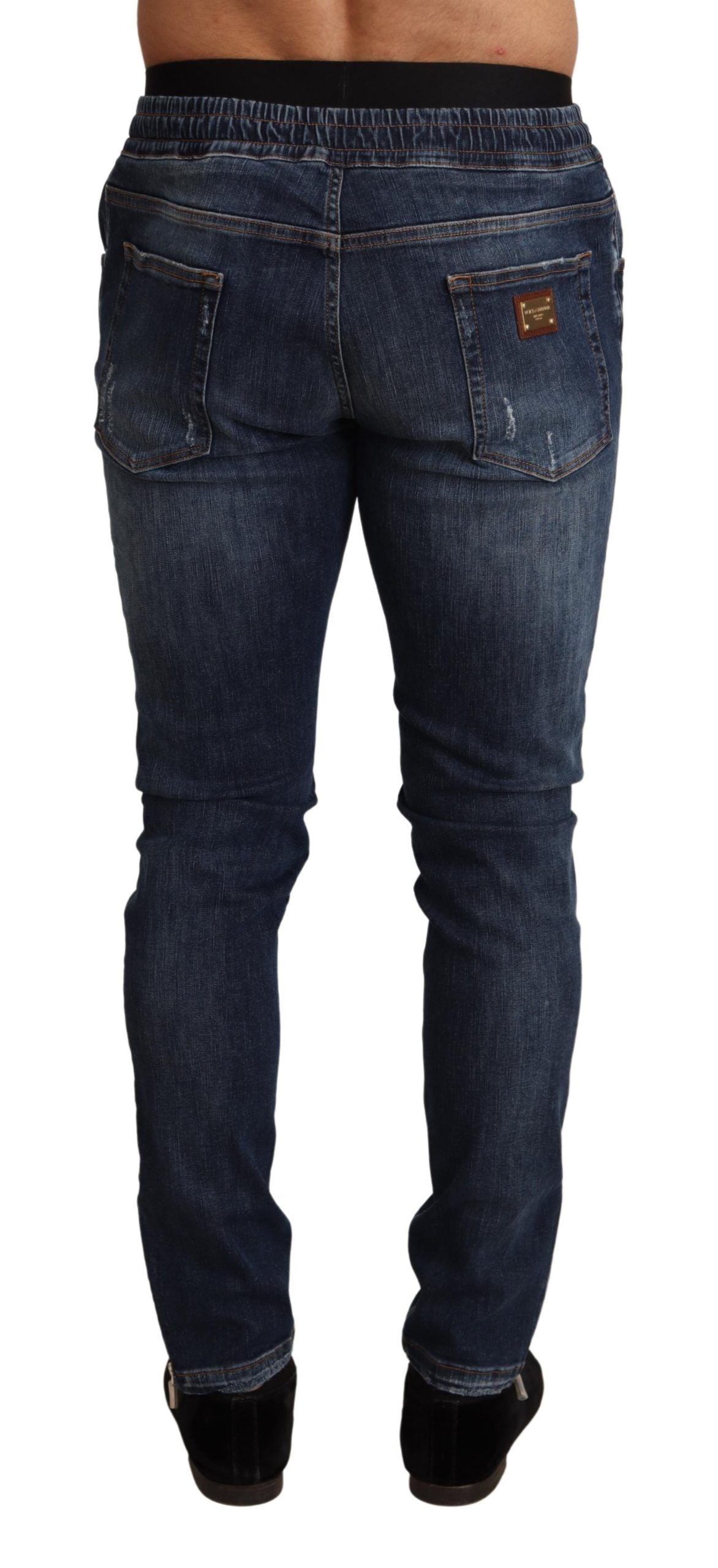 Dolce & Gabbana Blue Cotton Stretch Tattered Denim Jeans Dolce & Gabbana
