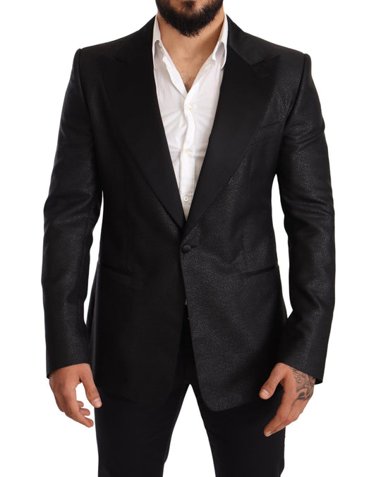 Dolce & Gabbana Black Metallic Slim Jacket Tuxedo Blazer Dolce & Gabbana
