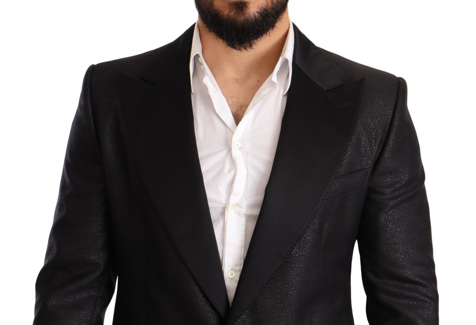 Dolce & Gabbana Black Metallic Slim Jacket Tuxedo Blazer Dolce & Gabbana