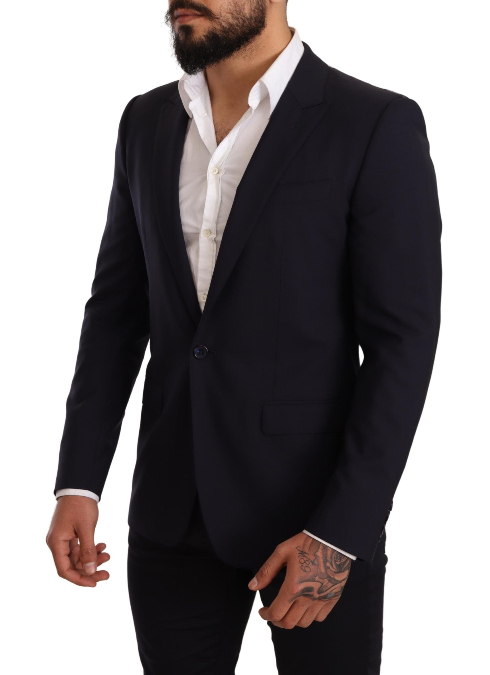 Dolce & Gabbana Navy Blue Wool Slim Fit MARTINI Blazer Dolce & Gabbana