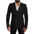 Dolce & Gabbana Black White Striped Slim Fit Coat Blazer