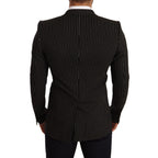 Dolce & Gabbana Black White Striped Slim Fit Coat Blazer