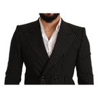 Dolce & Gabbana Black White Striped Slim Fit Coat Blazer