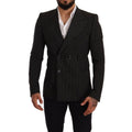 Dolce & Gabbana Black White Striped Slim Fit Coat Blazer