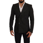 Dolce & Gabbana Black White Striped Slim Fit Coat Blazer