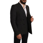 Dolce & Gabbana Black White Striped Slim Fit Coat Blazer