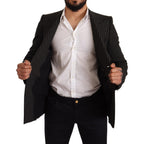 Dolce & Gabbana Black White Striped Slim Fit Coat Blazer