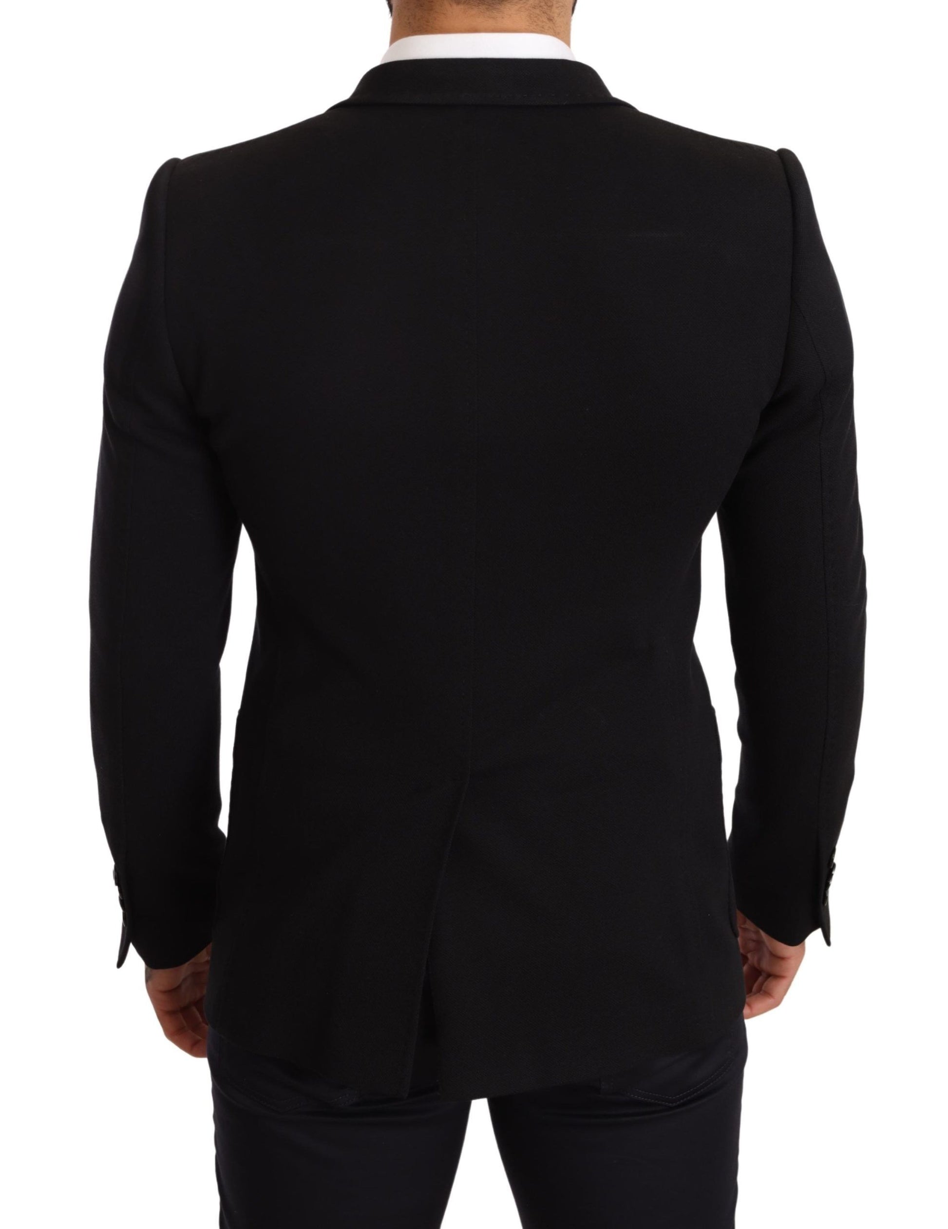 Dolce & Gabbana Black Cotton Slim Fit Coat Jacket Blazer Dolce & Gabbana