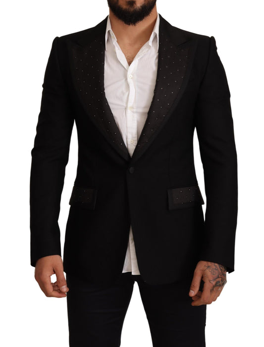 Dolce & Gabbana Black Wool Slim Fit Coat Blazer Jacket Dolce & Gabbana