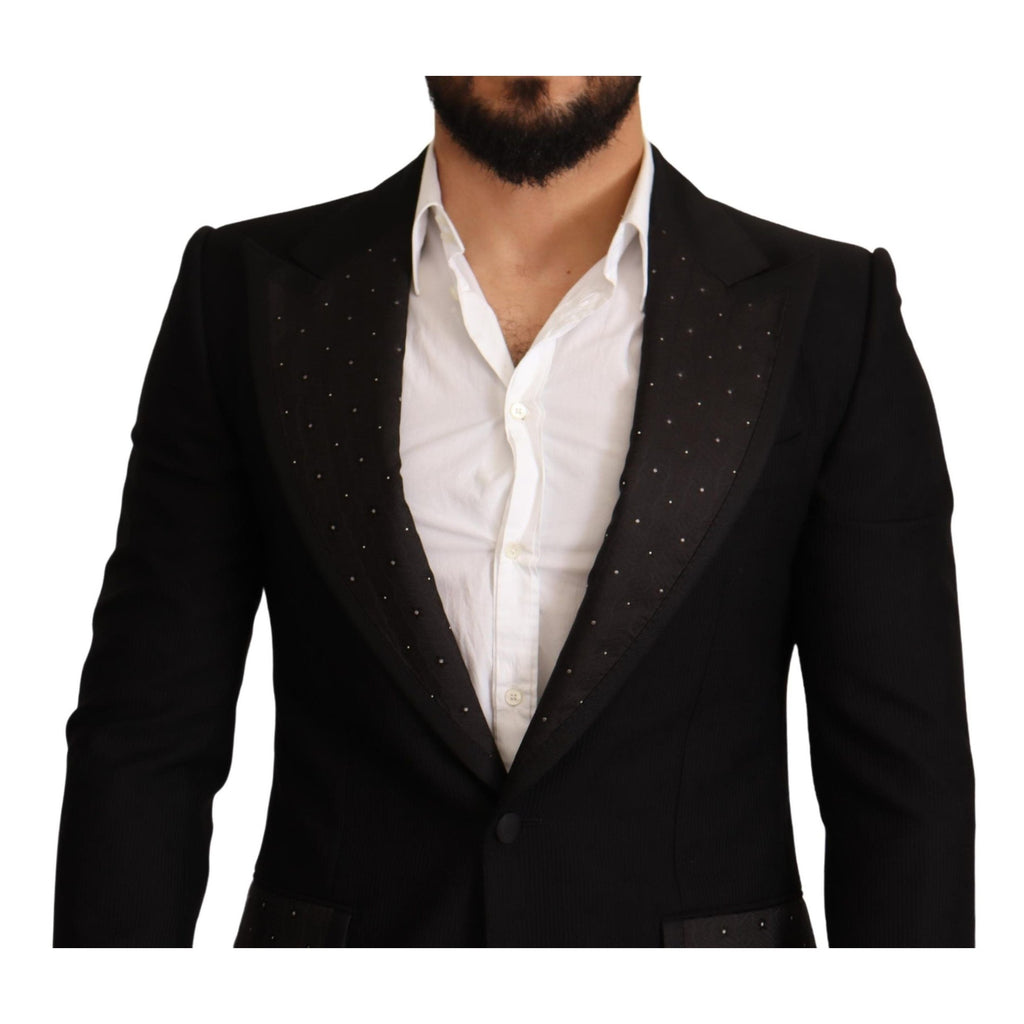 Dolce & Gabbana Black Wool Slim Fit Coat Blazer Jacket