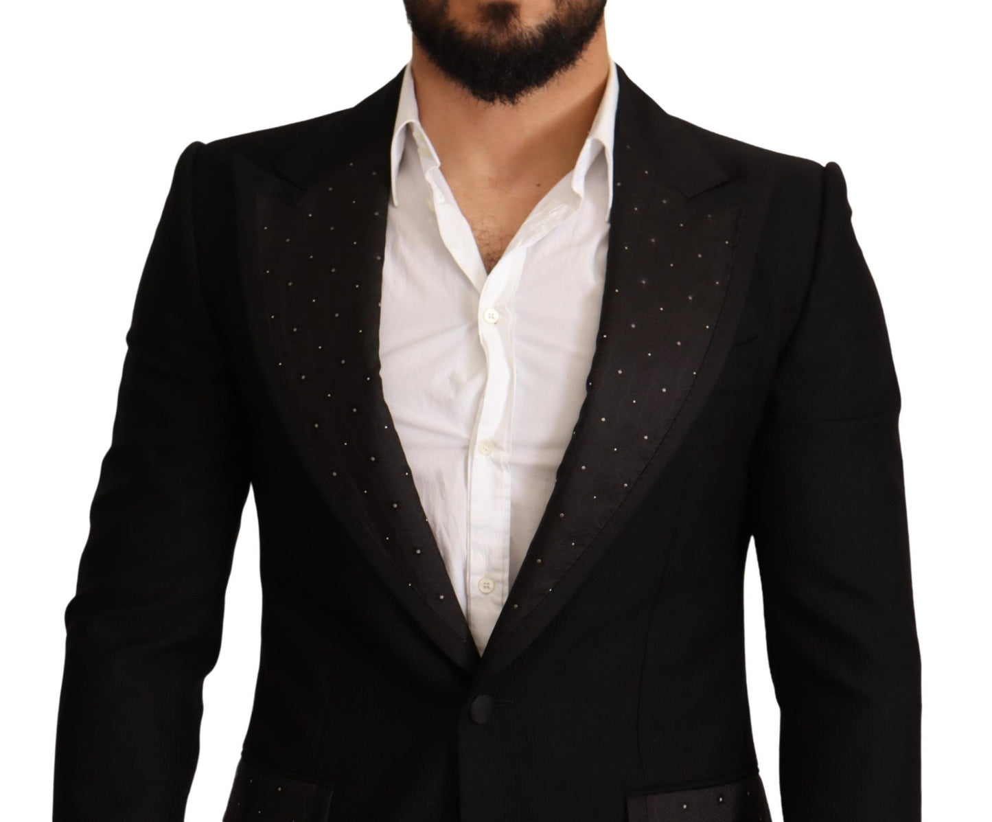 Dolce & Gabbana Black Wool Slim Fit Coat Blazer Jacket Dolce & Gabbana