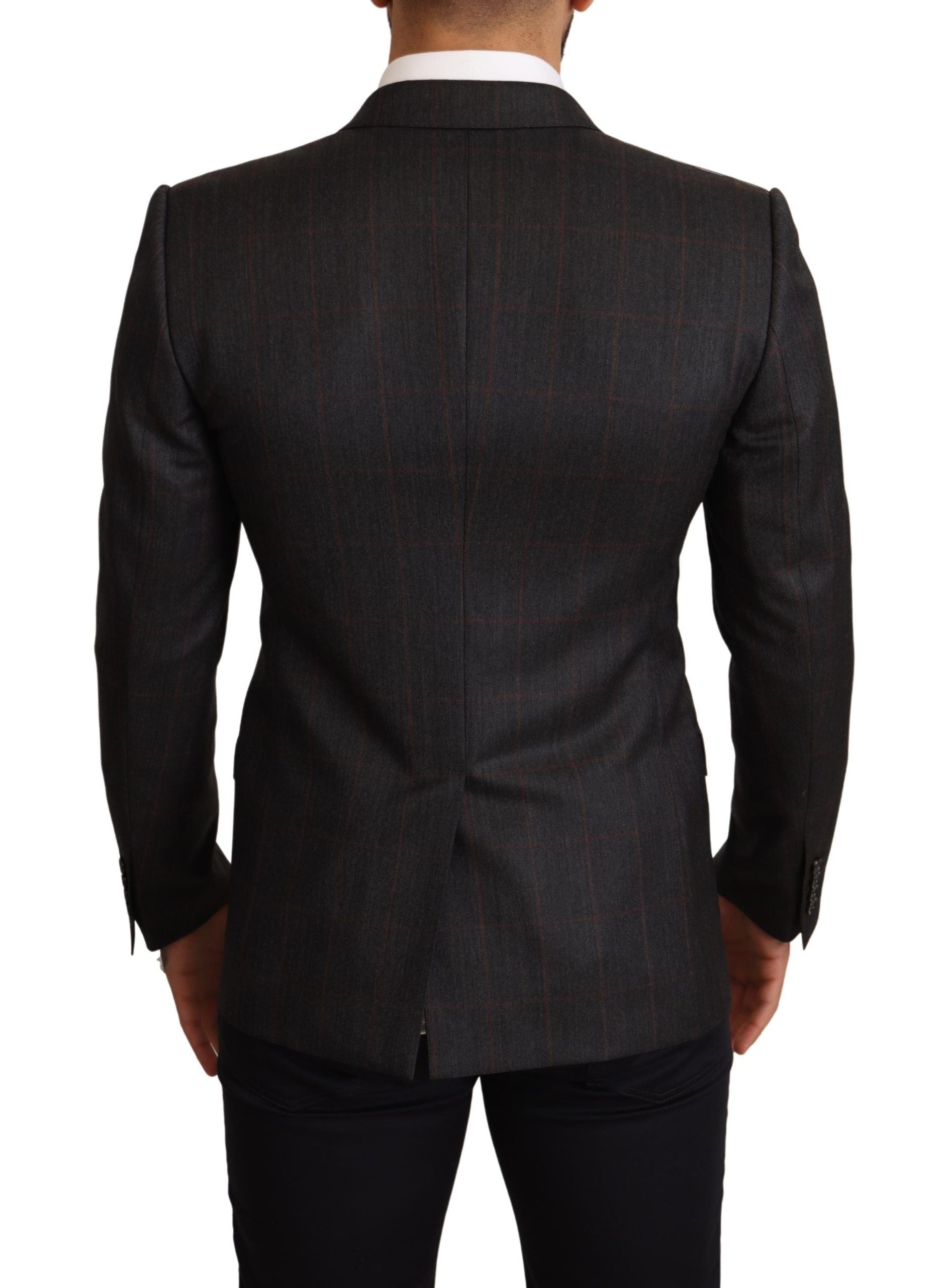 Dolce & Gabbana Gray Check Wool Slim Fit Blazer Jacket Dolce & Gabbana