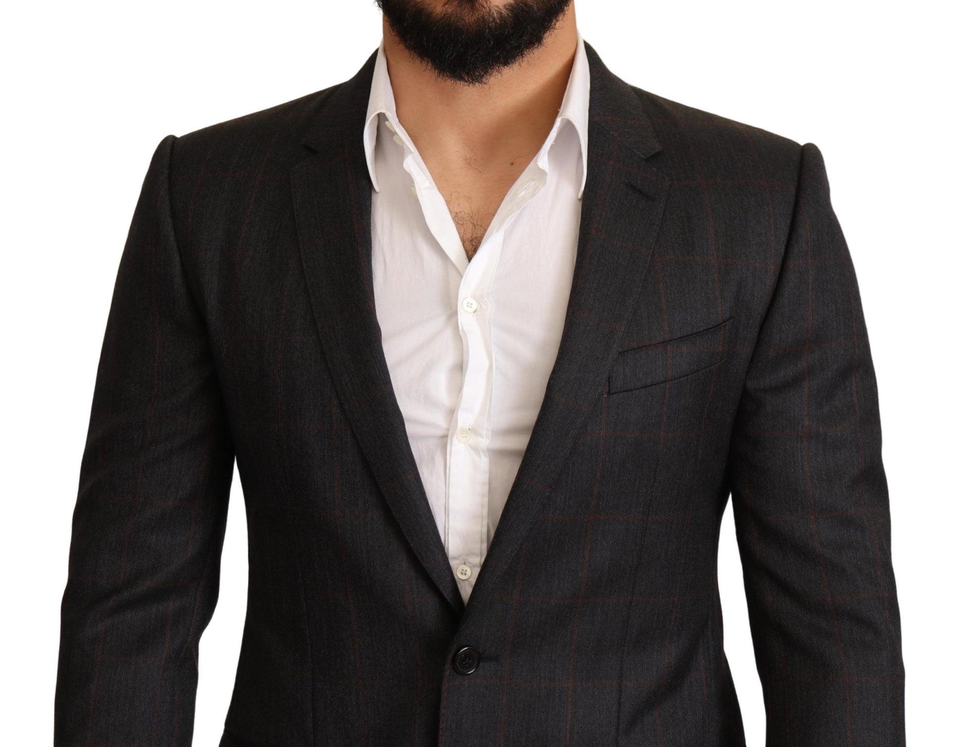Dolce & Gabbana Gray Check Wool Slim Fit Blazer Jacket Dolce & Gabbana