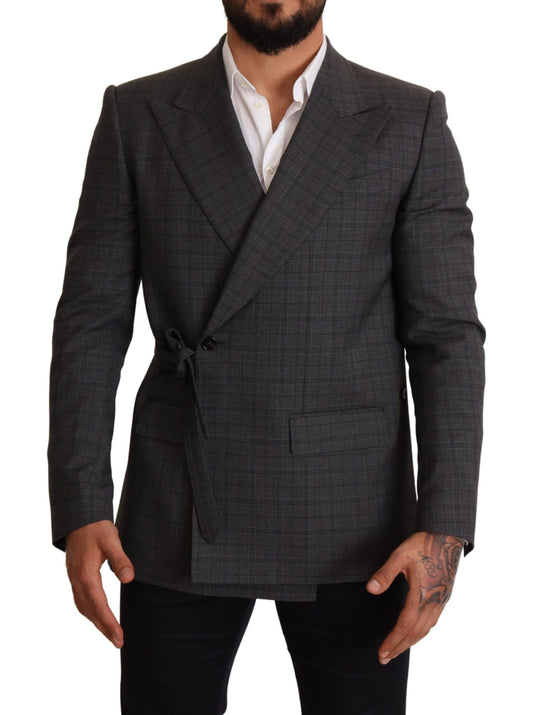 Dolce & Gabbana Gray Check Wool Slim Fit Blazer Jacket Dolce & Gabbana