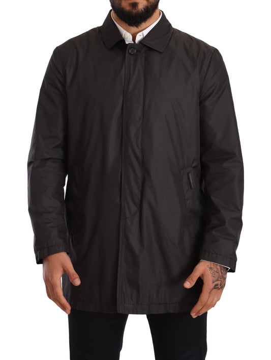 Dolce & Gabbana Black Polyester Mens Trench Coat Jacket Dolce & Gabbana