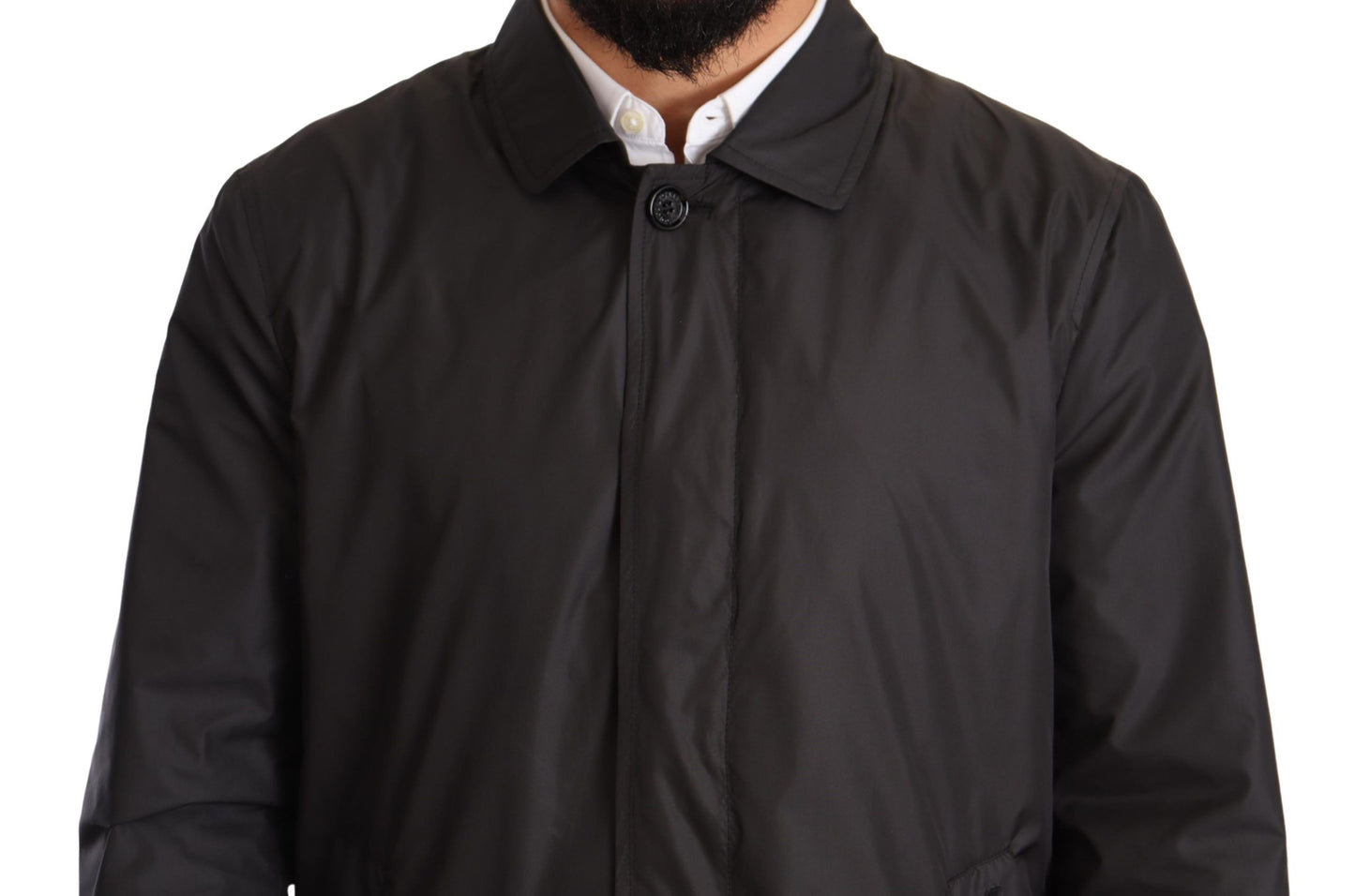 Dolce & Gabbana Black Polyester Mens Trench Coat Jacket Dolce & Gabbana