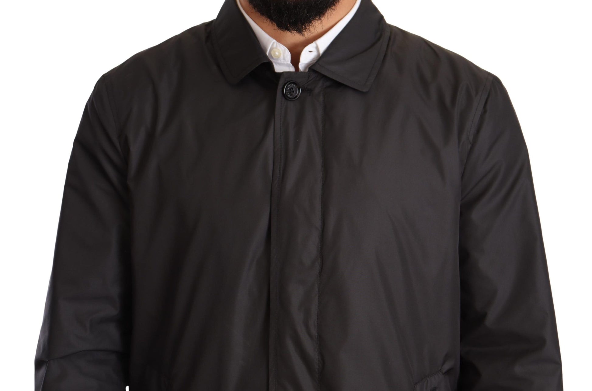 Dolce & Gabbana Black Polyester Mens Trench Coat Jacket Dolce & Gabbana