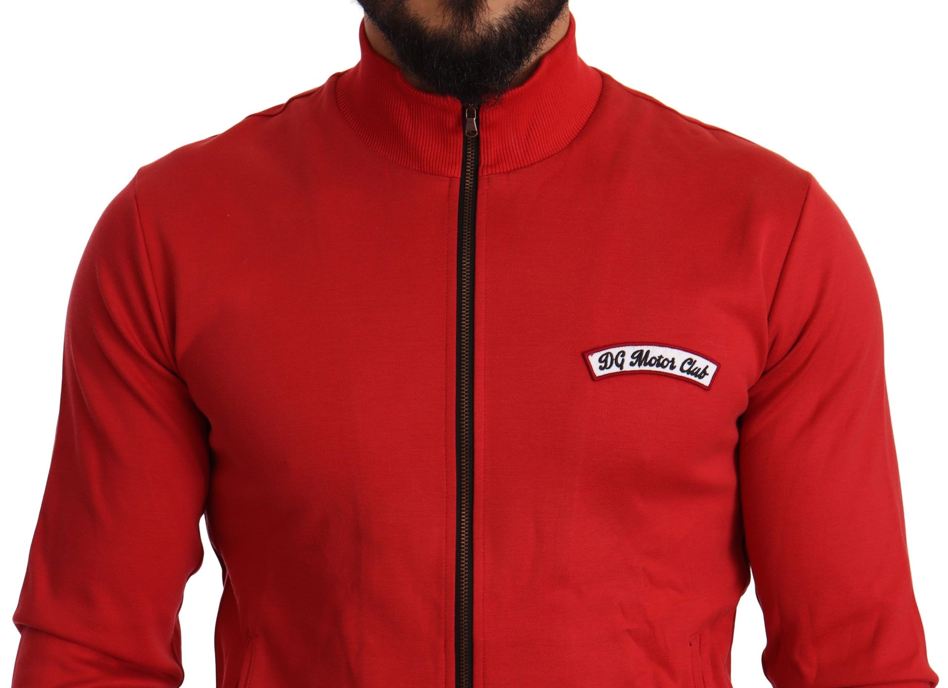 Dolce & Gabbana Red DG Motor Club Zipper Stretch Sweater Dolce & Gabbana