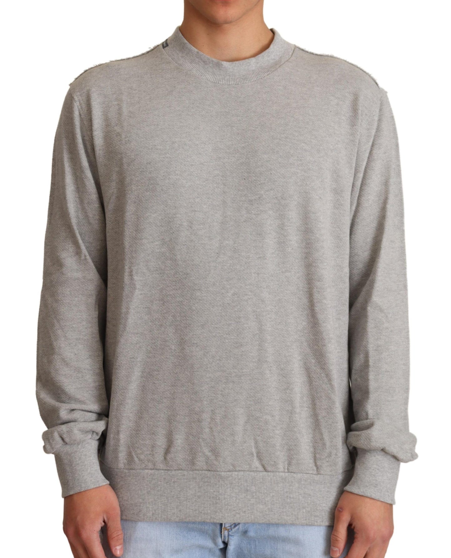 Dolce & Gabbana Gray Cotton Crewneck Pullover Sweater Dolce & Gabbana