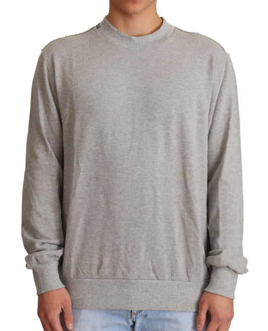 Dolce & Gabbana Gray Cotton Crewneck Pullover Sweater Dolce & Gabbana