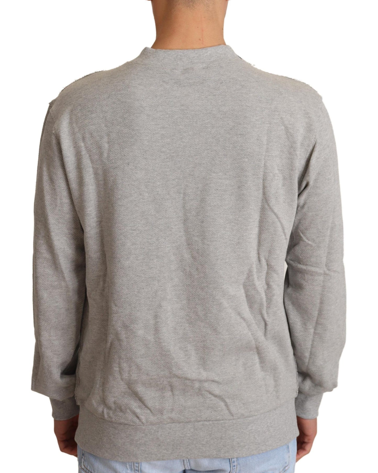 Dolce & Gabbana Gray Cotton Crewneck Pullover Sweater Dolce & Gabbana
