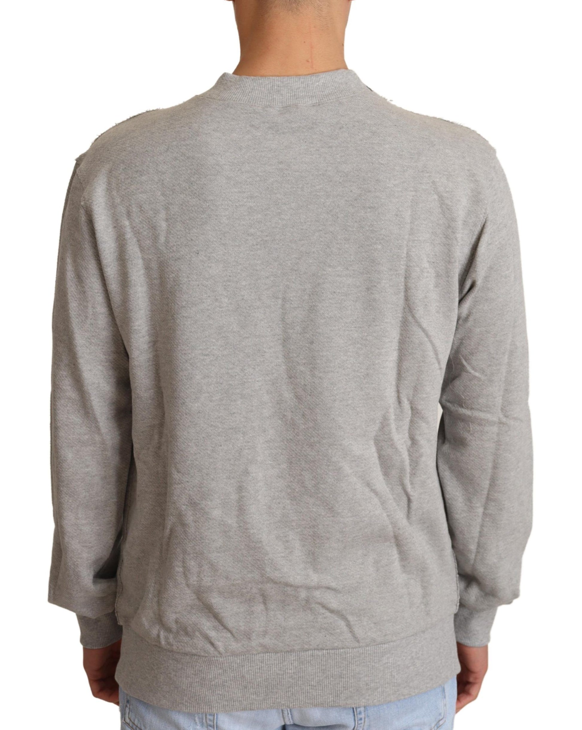 Dolce & Gabbana Gray Cotton Crewneck Pullover Sweater Dolce & Gabbana